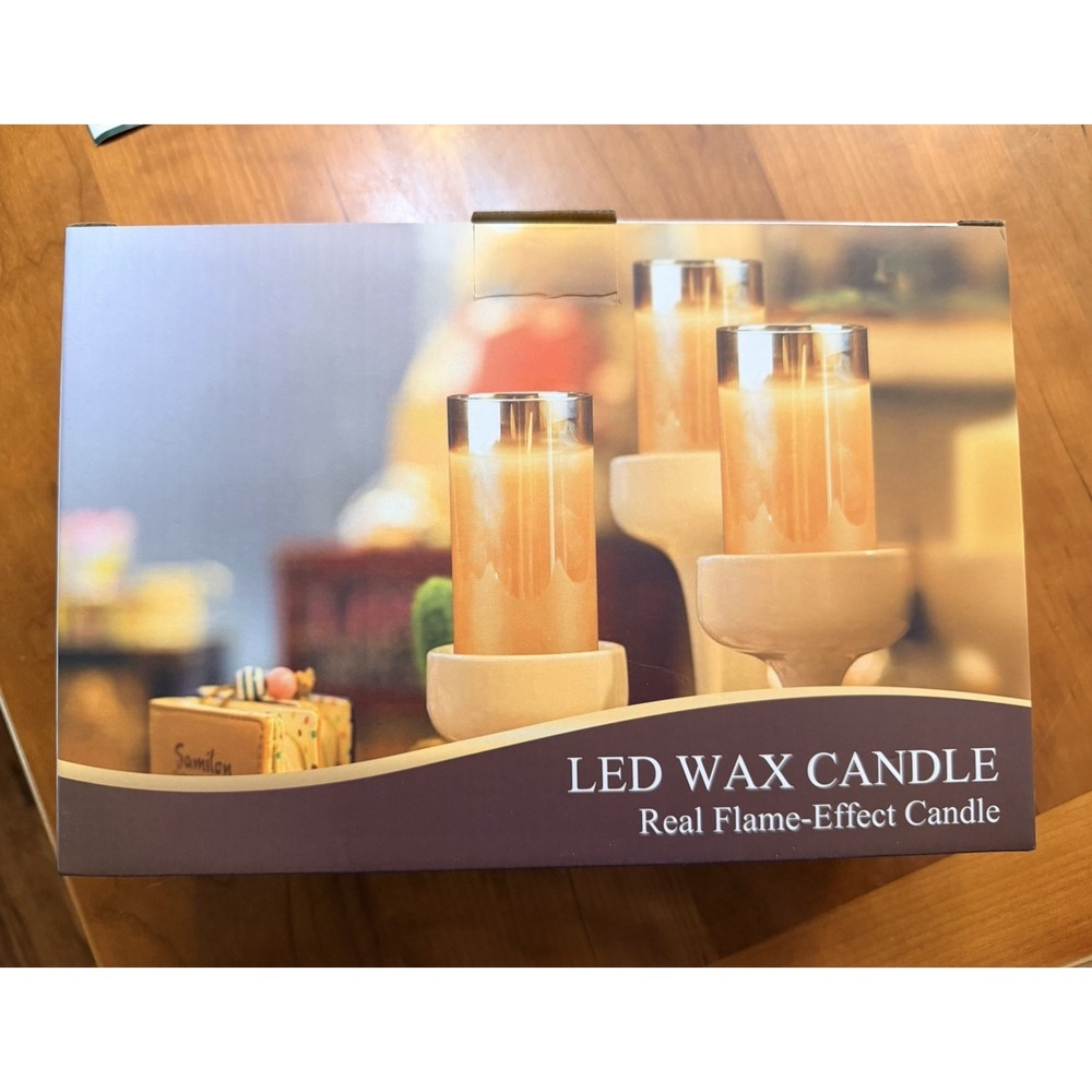 LED Flameless Moving Flame Wax Candles w/ Remote, 3-Pack Ivory Timer Ca00008AL